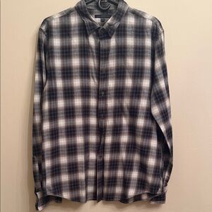 John Varvatos Black and White Checkered Shirt